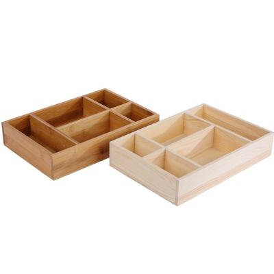 China China Storage Box Creative Solid Wood Multifunctional Practical Separated Wooden Storage Box for sale