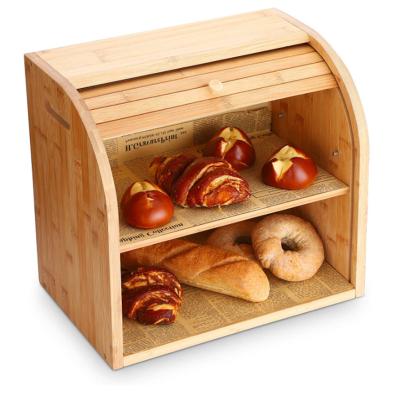 China Europe Wholesale High Quality Bamboo Bread Box With Sliding Break Drawer for sale