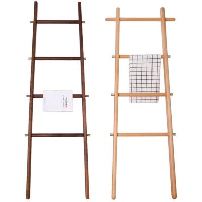 China Eco-friendly Material Nordic Style Landing Shelf Space Saving Trapezoidal Bedroom Towel Stepped Solid Wood Hanger for sale