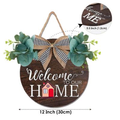 China Europe Good Quality Hot Selling Fashionable Welcome Sign For Front Entrance Porch Decoration Rustic Wooden Wall Hanging for sale