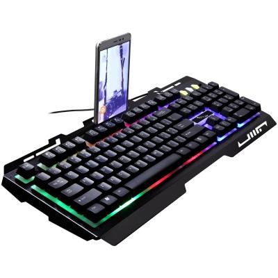 China New Luminescent Gaming Keyboard G700 Laptop Feel Optical Fashionable Sleek Cable Mechanical Metal With Phone Holder for sale