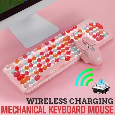 China For Game Rechargeable Wireless Mechanical Net Lipstick Set Red Cute Mouse Keyboard Gaming Keyboard Mouse Set for sale