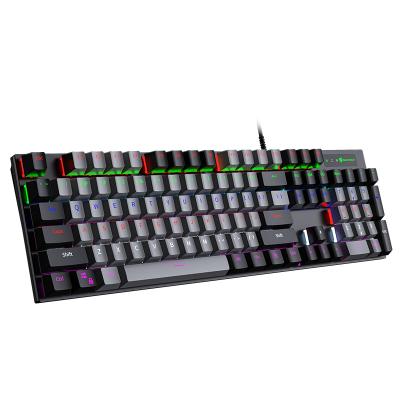 China Plug and play pantsan No-Pulse 26 Key Gaming Keyboard Green RGB Mechanical Axis Breathing EFF Metal Light Panel Computer Mechanical Keyboard for sale