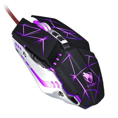 China High Sensitivity T-Wolf V7 4color Custom Macro Programming Wired Mouse Adjustable Backlit Mice By Mechanical Mouse Mechanic Competitive Gaming 7keys for sale