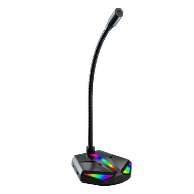 China Gooseneck Microphone Gaming Live Broadcast Microphone Desktop Computer USB Sound Card Wired Condenser Microphone RGB Colorful Microphone for sale