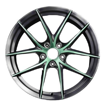 China ET 30 Brushed PCD 5*112 CB 66.45 Gray With Transparent Green Aluminum Wheel Rims Aluminum Wheel Rims for sale