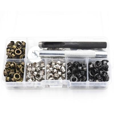 China (3.5-5mm) 300 Sets Metal Grommets + Installation Tools Nickel Free Silver Packing Rivets Metal Hole Grommet Tool Black Bronze Mixed Buttons for sale