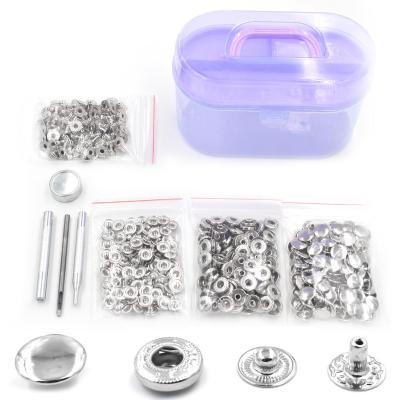 China Workable 100 sets/BOX Metal Jacket Buttons Snaps Tool Fastener Button Rivets Clothing and Snap Accessories Sewing Repair Snaps for sale