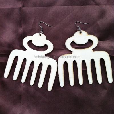 China Fashion Comb Shape Laser Cut Wooden Earrings for sale