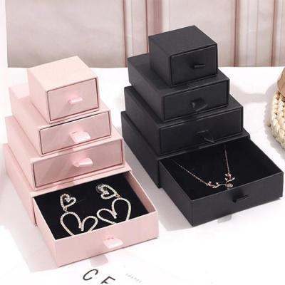 China Recyclable Custom Paper Jewelry Gift Drawer Ring Necklace Box Packaging Luxury Earrings Bracelet Wrapping Paper Box for sale