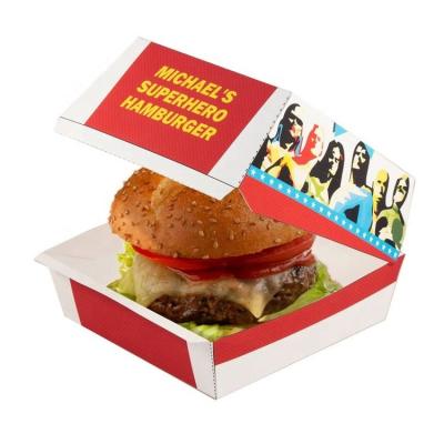 China Mini Hamburger Box Custom Takeaway Hamburger Packing Box Recyclable Personalized Hamburger Box for sale