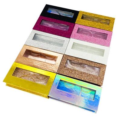 China Handmade High End Personalized Logo Clear Window False False Eyelash Strong Magnetic Closure Transparent Packaging Custom Glitter Lash Boxes for sale