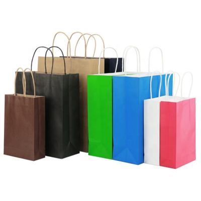 China Recycled Materials Birthday Wedding Party Favor Apparel Shopping Gift Bags Eco - Friendly Screen Printed Kraft Paper Bag With Handle for sale