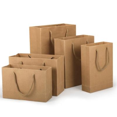 China Recycled Materials Wholesale Brown Recyclable Grocery Gift Wrapping Paper Custom Printed Kraft Bag With Handles for sale