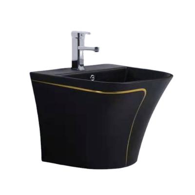 China Competitive Price Modern Two Piece Ceramic Hair Salon Pedestal Wall-Hung Wash Basin for sale