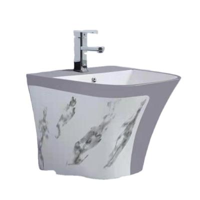 China Modern Hot Sale Ceramic One Piece Pedestal Wall-Hung Hand Wash Sink for sale