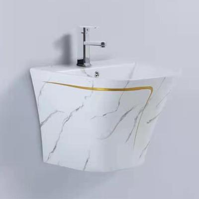 China High Standard Modern Reliable One Piece Bathroom Sink Pedestal Wall-Hung Basin for sale