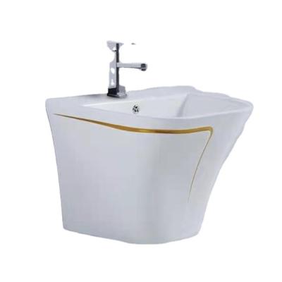 China Modern Bathroom Ceramic Pedestal Hand Wash Table Top Wall-hung Basin for sale