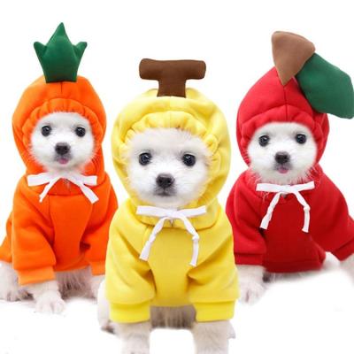 China Sustainable Pet Clothes Dog Hoodie Sweatshirt Fruit Coat Warm Sweater Suit for sale