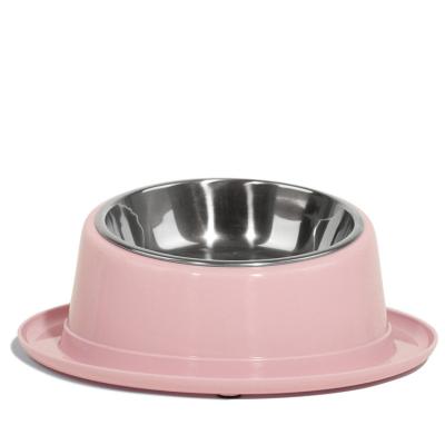 China Latest Stocked Promotion Price Solid Color Custom Round No Slip No Spill Stainless Steel Pet Bowl for sale