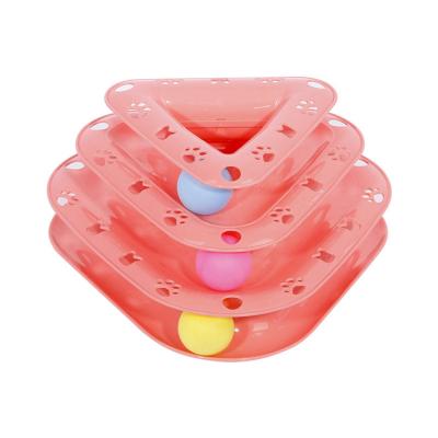 China Wholesale Three Levels Pet Cat Toy Tower Tracks Disc Cat Interactive Intelligence Sustainable Fun Cat Toys Ball for sale