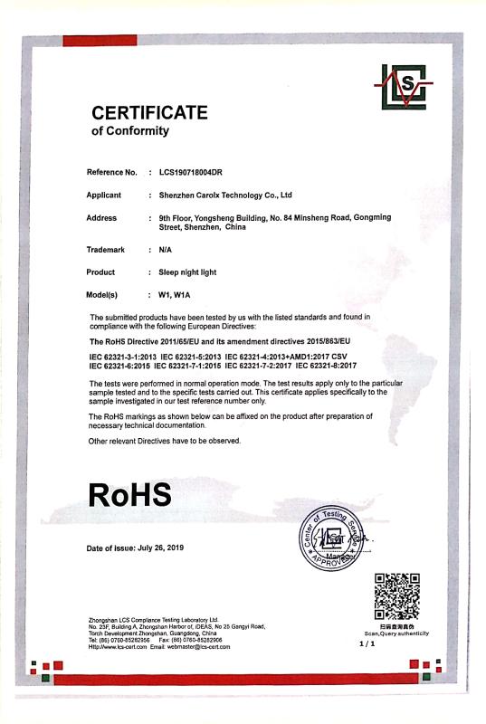 RoHS - Shenzhen Carolx Technology Co., Ltd.