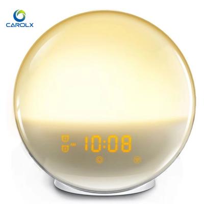 China CREATIVE Fast Shipping LED Sleep With FM Radio Wake Up Light APP Remote Control Sunrise Digital Alarm Clock Work for sale