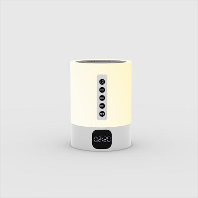 China Modern High Quality Wireless Bluetooth Speaker Bedside Alarm Clock Color Night Light Applause Lamp for sale