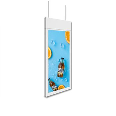 China High Brightness Tempered Glass 43 Inch Store Ceiling Hanging Digital Signage LCD Advertising Window Display for sale