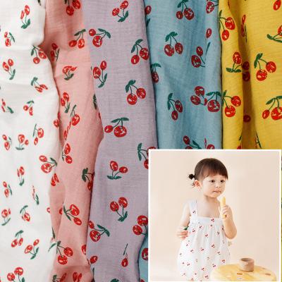 China Breathable Organic Cotton Fabric Baby Wrap Double Covering 100%Cotton Muslin Gauze Fabric for sale