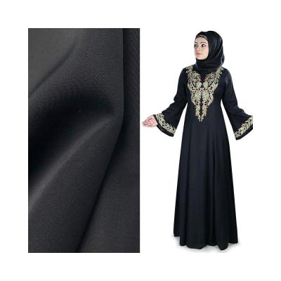 China 100%Polyester Fabric Formal Black Polyester Nida Fabric Tear-Resistant For Abaya /Dress /Garment for sale