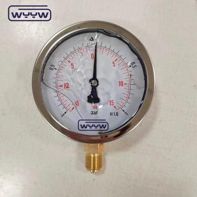 China Glycerine Filled Hydraulic Industrial Compound Pressure Vacuum Gauge 1 Bar -3 Bar for sale