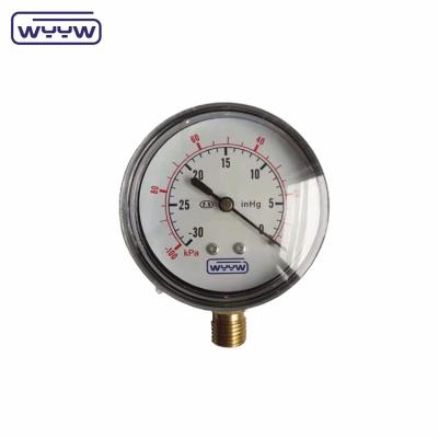 China 100 kpa SS304 Capsule Pressure Gauge 63mm 100kpa Bottom Mount for sale