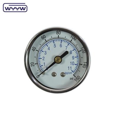 China Dry Use No Oil Back Mount Pressure Gauge 160 Psi Air 60mm SS Pressure Gauge for sale