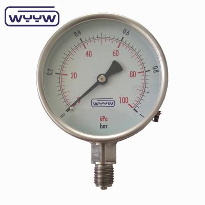 Cina SS304 secco Bourdon Sedeme Pressure Gauge Connessione posteriore 4' in vendita