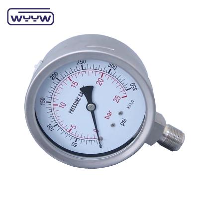 China Precision Industrial Laser Welded Liquid Pressure Gauge met zwarte aluminium pointer Te koop