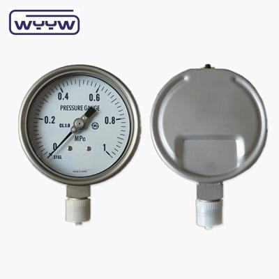 China Acrylic Window Laser Welding Liquid Filled Pressure Gauge With Stainless Steel Bourdon Tube for sale