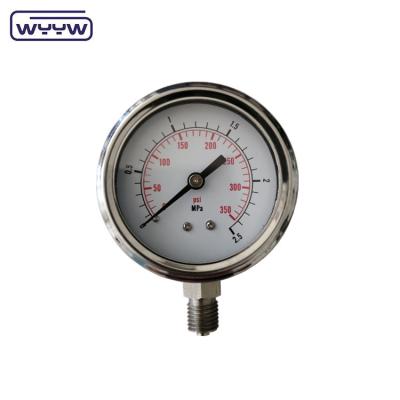 China 1/4 PT Flüssigkeitsgefülltes Manometer Schwarz bemaltes Aluminiumzeiger Acrylfenster zu verkaufen