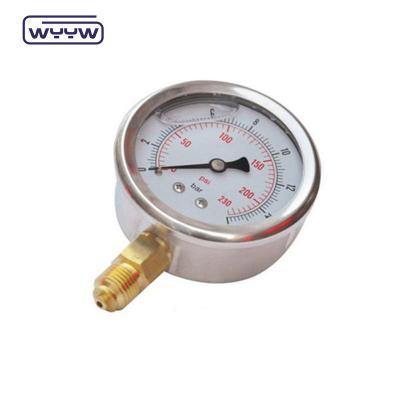 China 0-100 Mpa Manometer Air Pressure Gauge Bottom Port Connection Type Brass Case for sale