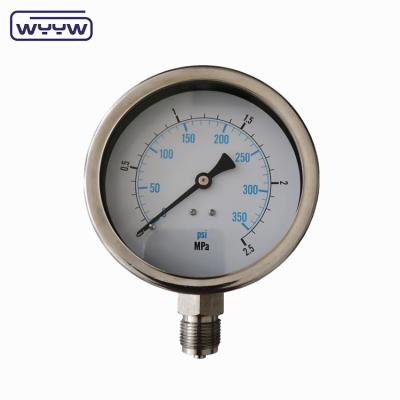 China Professionele drukmetingsinstrument met vloeistofvul 1/2'PT/NPT/G/M draad zwart geverfde aluminium wijzer Te koop