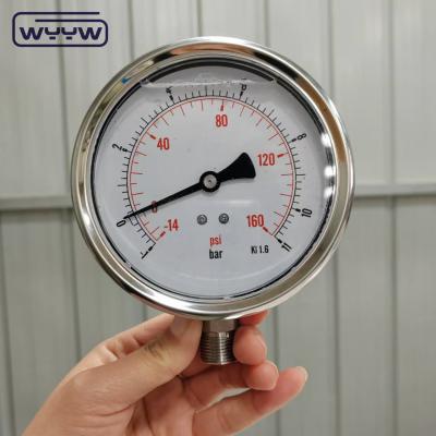 China 4 Inches Vacuum And Pressure Gauge Brass Wetted Parts Stainless Steel for sale