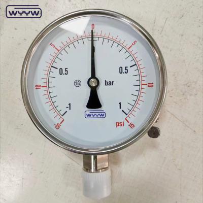 China 4 Inches Vacuum Pressure Gauge With Brass Or Stainless Steel Wetted Parts Dial Size 2.5 Inches Oil As Required for sale