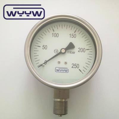 China Aluminum Black Pointer Capsule Pressure Gauge 100mm 1/2 Connection Sizes for Heavy-Duty Applications for sale