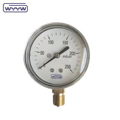 China 63mm 100mm 150mm Capsule Pressure Gauge With Black Steel Or Stainless Steel Case And Aluminum Black Pointer for sale