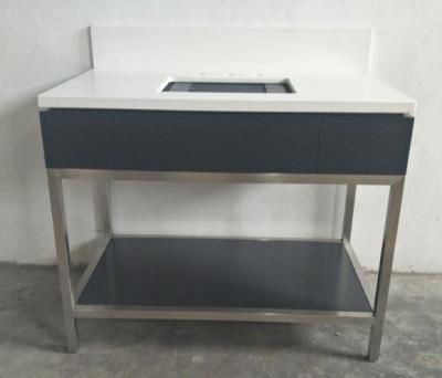 China metal/304# stainless steel  Bathroom vanity with wood shelf /bathroom cabinet /HOTEL VANITY V-014 for sale