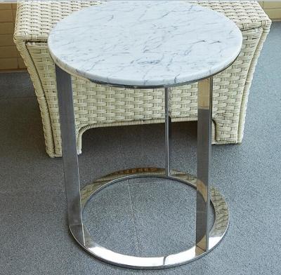 China stone top polished  stainless steel metal side table/End table/coffee table/C table, hotel furniture,casegoodsTA-0086 for sale