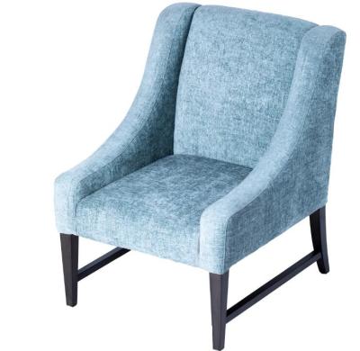 China Solid beech wood frame blue fabric upholstered Leisure Customized Comfortable soft hotel lounge chair for sale