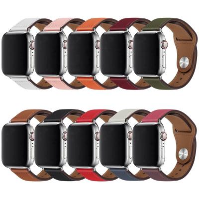 China Replacement Leather Leather Band For iWatch Adjustable Leather Strap For Apple Watch Series 7 Se 6 41mm 45mm for sale