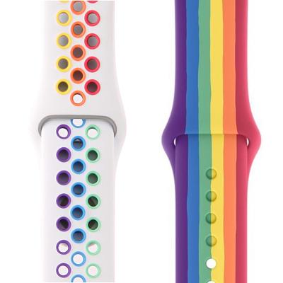 China RYB Pride Edition 41mm Rainbow Silicone Sport Band Rubber Strap For Apple Watch 7 Series Se 6 5 44mm 45mm for sale