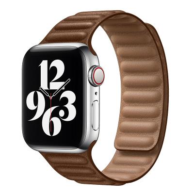 China RYB Comfortable Leather Link for Apple Watch Series 7 41mm 45mm, Luxury Leather Band Strap for Apple Watch for sale